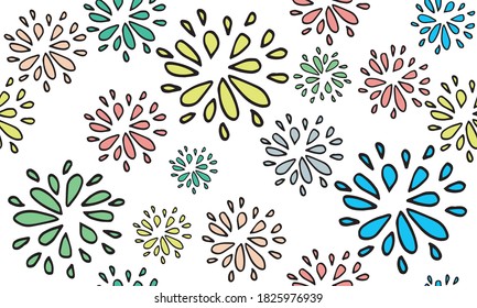 seamless pattern with hand drawn  Chrysanthemums,japanese floral pattern.
