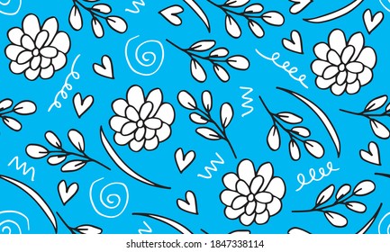 Seamless pattern hand drawn Chrysanthemums,japanese floral pattern for wallpaper,textile,and background
