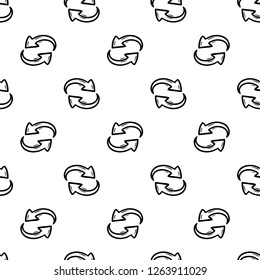 Seamless pattern Hand drawn circle of arrows doodle icon. Hand drawn black sketch. Sign symbol. Decoration element. White background. Isolated. Flat design. Vector cartoon illustration.