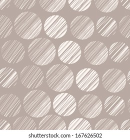 Seamless pattern with hand drawn circle elements. Abstract linear texture