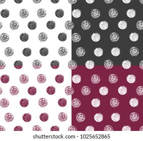 Seamless pattern with hand drawn circles. Hand drawn vector circles pattern. Collection of round doodles patterns