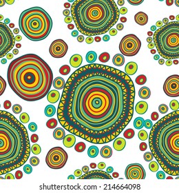 Seamless pattern with hand drawn circles, clipping mask is used, vector illustration. Geometry. Handmade. Circles.