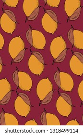 seamless pattern with hand drawn citrus
