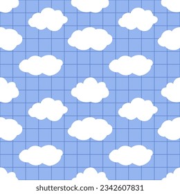 Seamless pattern with hand drawn clouds. Background for textile, wrapping paper, fashions, illustrations.