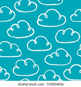 Seamless Pattern With Hand Drawn Clouds