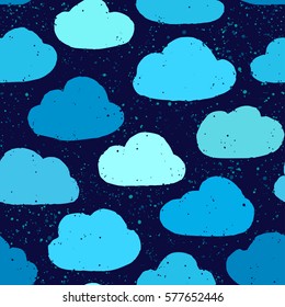 Seamless pattern with hand drawn clouds