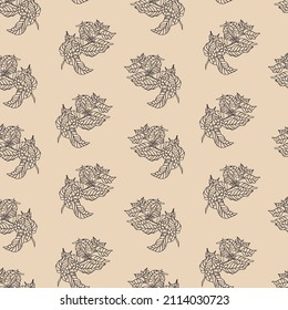 
Seamless pattern of hand drawn coffee branch and flowers, for wrapping paper, wallpaper, fabric pattern, backdrop, print, gift wrap, cover of notebook, envelope