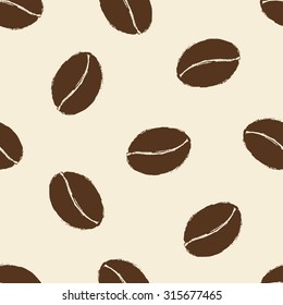 Seamless pattern with hand drawn coffee beans.