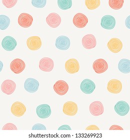 Seamless pattern with hand drawn color spirals. Vector illustration