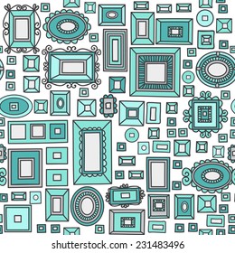 Seamless pattern with hand drawn color frames, vector illustration
