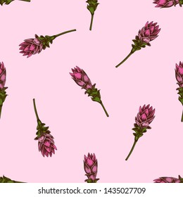 Seamless pattern with hand drawn colored turmeric