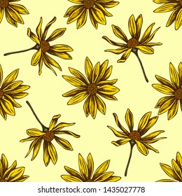 Seamless pattern with hand drawn colored jerusalem artichoke