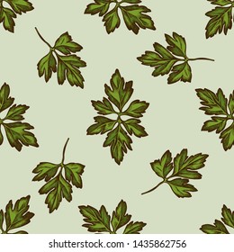 Seamless pattern with hand drawn colored greenery