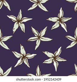 Seamless pattern with hand drawn colored hancornia