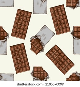 Seamless pattern with hand drawn colored chocolate