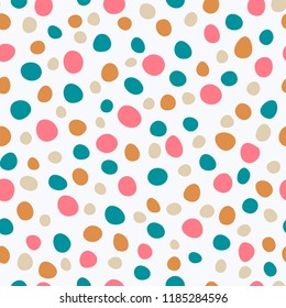 Seamless pattern with hand drawn colorful spots on white background