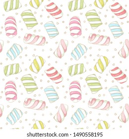 Seamless pattern hand drawn colorful marshmallow