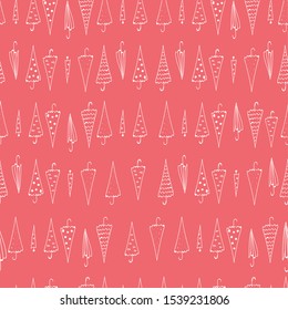 Seamless pattern with hand drawn colorful umbrellas. Childish texture. Great for fabric, textile Vector Illustration