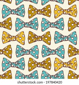 Seamless pattern with hand drawn colorful bows