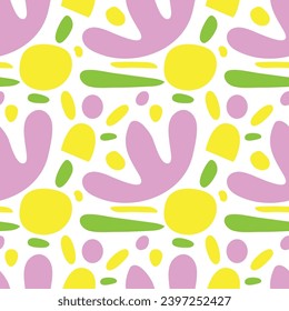 Seamless pattern with hand drawn colorful natural shapes. Vector illustration