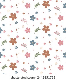 seamless pattern with hand drawn colorful flowers
