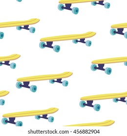 Seamless pattern with hand drawn colorful skateboards 