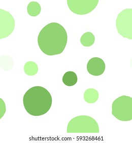 Seamless pattern with hand drawn colorful scattered confetti spots. Design for banner, poster, apparel design. Vector illustration in white, green colors.