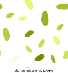 Seamless pattern with hand drawn colorful scattered confetti spots. Design for banner, poster, apparel design. Vector illustration in white, green colors.
