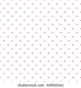 Seamless Pattern of Hand Drawn Colorful Hearts on White Background