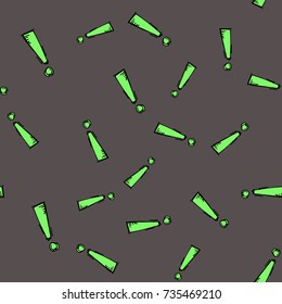 Seamless pattern with hand drawn colorful exclamatory signs. Vector illustration
