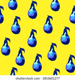 Seamless pattern with hand drawn colorfull pear,silhouette of summer pear fruit isolated,illustration for cover design,web usage,fabric and textile template, wrapping paper, wallpaper