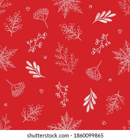 Seamless pattern with hand drawn cones,xmas tree. Christmas vector illustration.