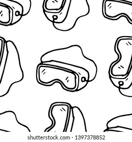 Seamless pattern hand drawn construction glasses doodle. Sketch style icon. Decoration element. Isolated on white background. Flat design. Vector illustration.