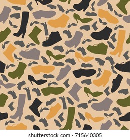 Seamless pattern with Hand drawn contour Shoes, vector illustration.