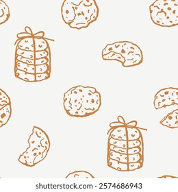 Seamless pattern with hand drawn cookies