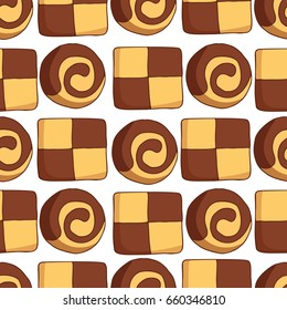 Seamless pattern with hand drawn cookies. Cartoon style.
