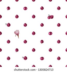 Nahtloses Muster mit handgezeichneten Kranberries. Ornament im Polka-Dot-Stil. Vektorgrafik