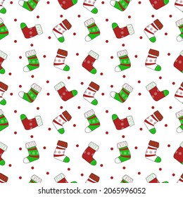 seamless pattern hand drawn crismas socks