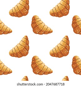Seamless pattern with hand drawn croissants. Vector basic pattern for prints 