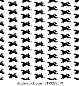 Seamless pattern with hand drawn cross symbols. Black sketch cross symbol on white background. Vector illustration