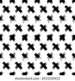 Patrón sin brillo con símbolos de cruz dibujados a mano. Símbolo cruzado de sketch negro sobre fondo blanco. Ilustración del vector