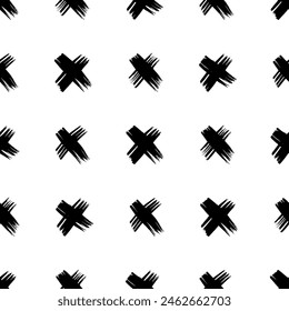 Patrón sin fisuras con símbolos cruzados dibujados a mano. Símbolo cruzado de boceto negro sobre fondo blanco. Ilustración vectorial