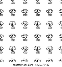 Seamless pattern hand drawn cup. Doodle black sketch. Sign symbol. Decoration element. Isolated on white background. Flat design. Vector illustration.