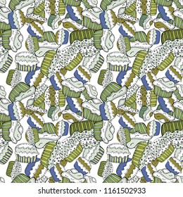 Seamless pattern hand drawn cupcakes. Print for bakery. Sweets background design. White, gray and neutral color. Vector illustration.