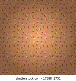 Seamless pattern hand drawn cupcakes. Sweets background design. Pink, yellow and beige color. Vector illustration. Print for bakery.