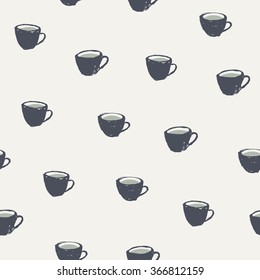 Seamless pattern with hand drawn cups