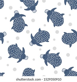 seamless pattern of hand drawn cute platypus on white background