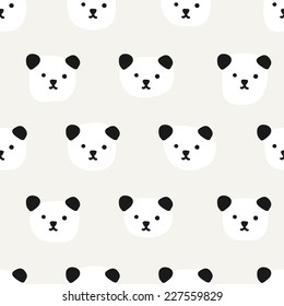 Seamless Pattern. Hand Drawn. Cute Panda. Background Design