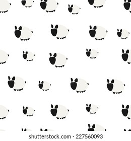 Seamless Pattern. Hand Drawn. Cute Sheep. Background Design