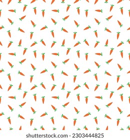 Seamless pattern of hand drawn cute carrots on a white background